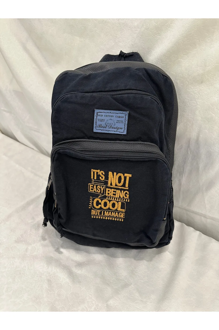 LTS Bag Old Cotton Nakışlı Sırt Çantası - Lacivert
