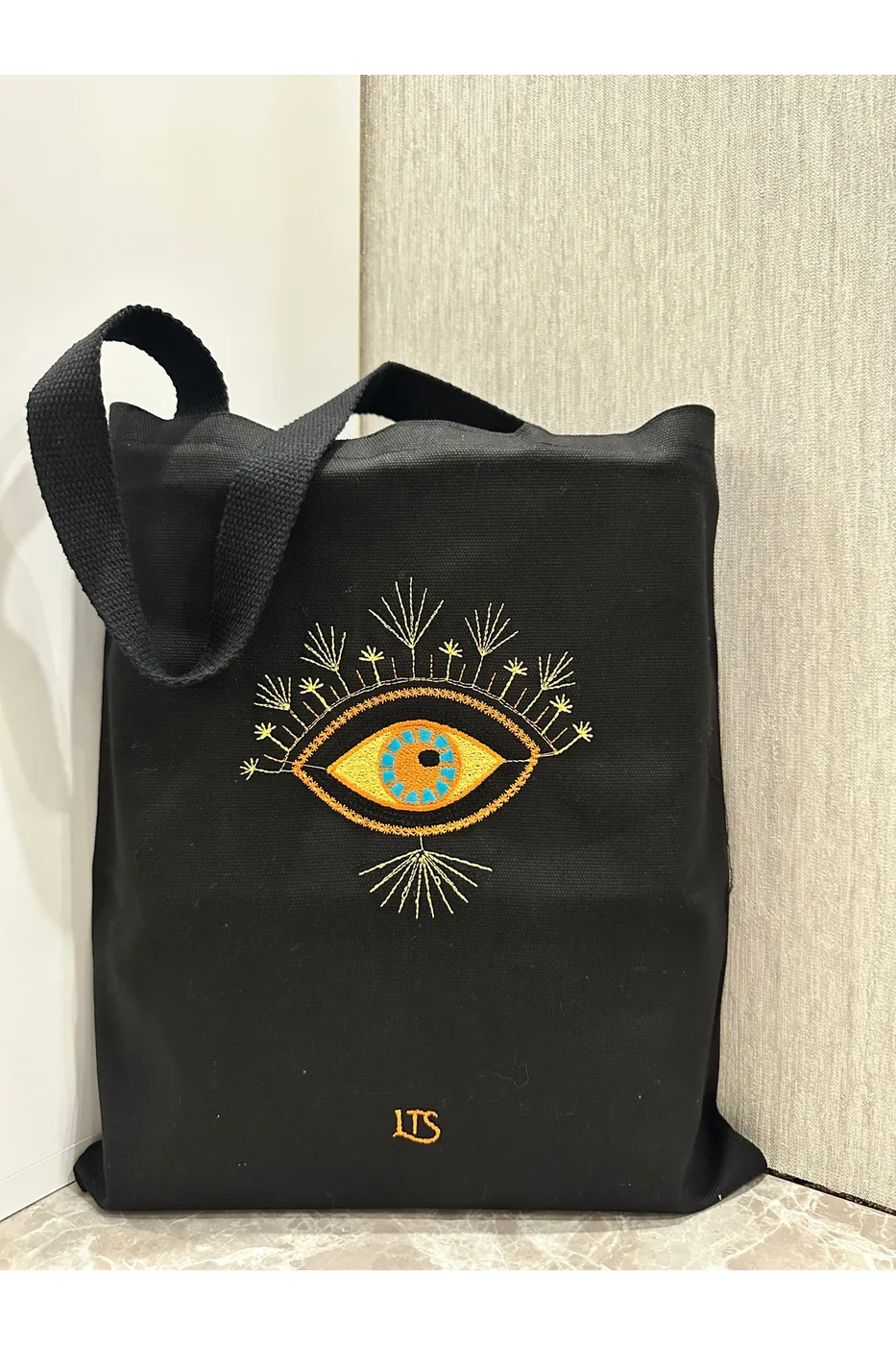 LTS Bag Çiçek Nakışlı Bez Çanta - Siyah Model 2 40x32cm
