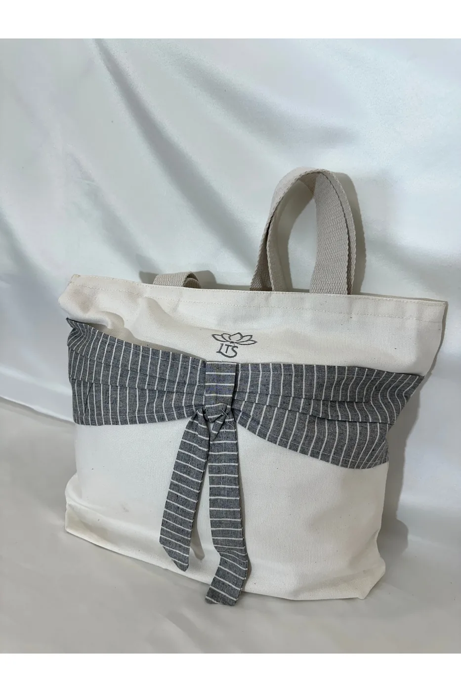 LTS Bag Fiyonklu Keten Omuz Çantası - Gri