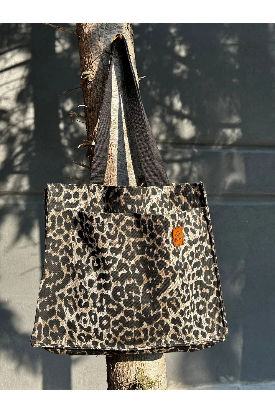 LTS Bag Siyah Leopar Keten Omuz Çantası
