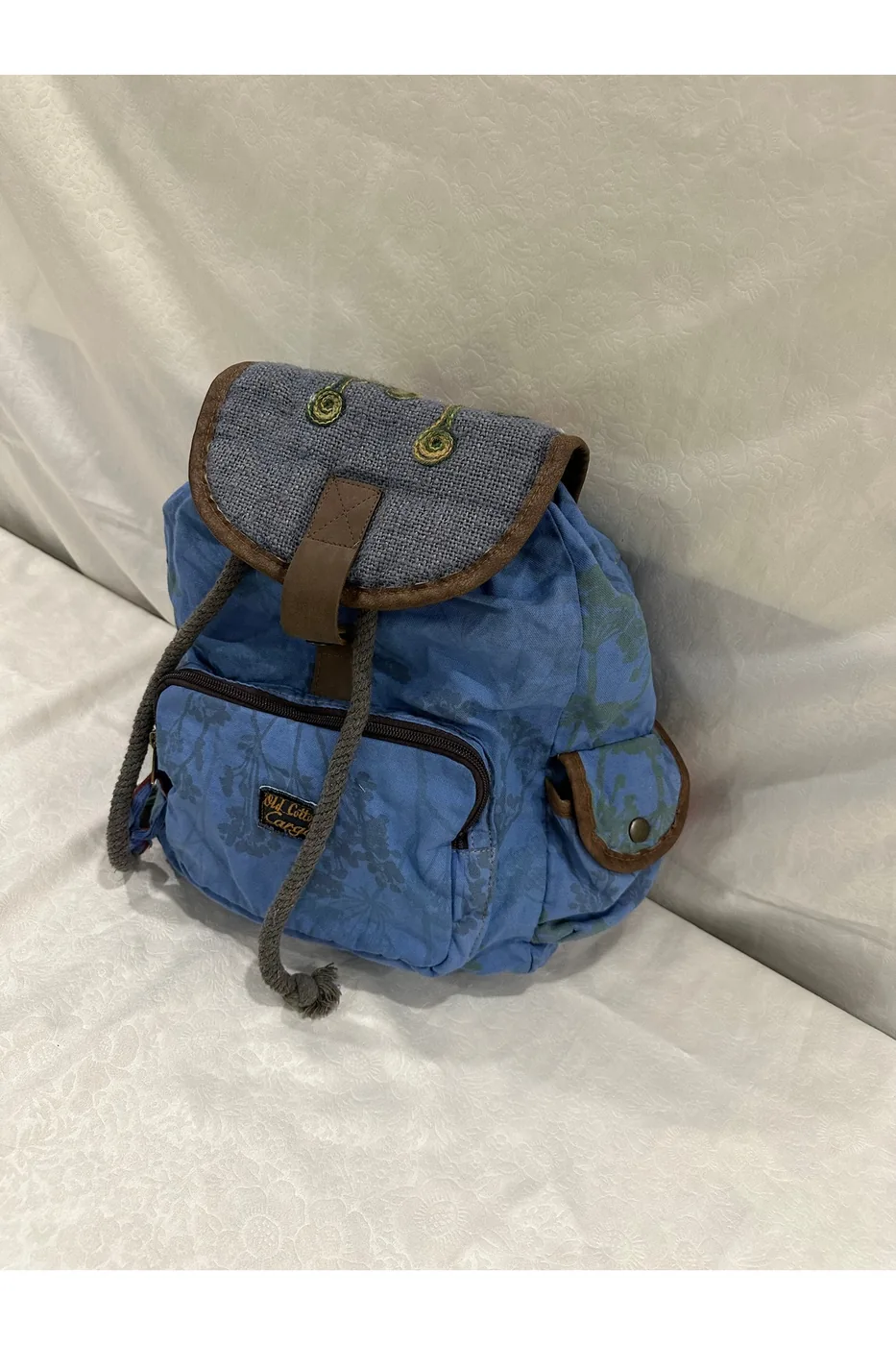 LTS Bag Old Cotton Organik Bez Sırt Çantası - Mavi