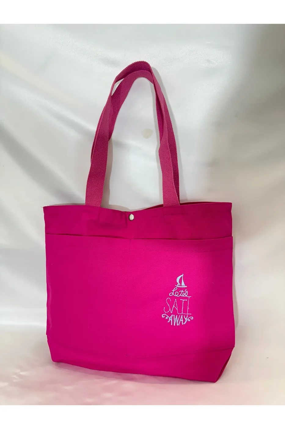 LTS Bag Nakışlı Keten Plaj Çantası - Pembe