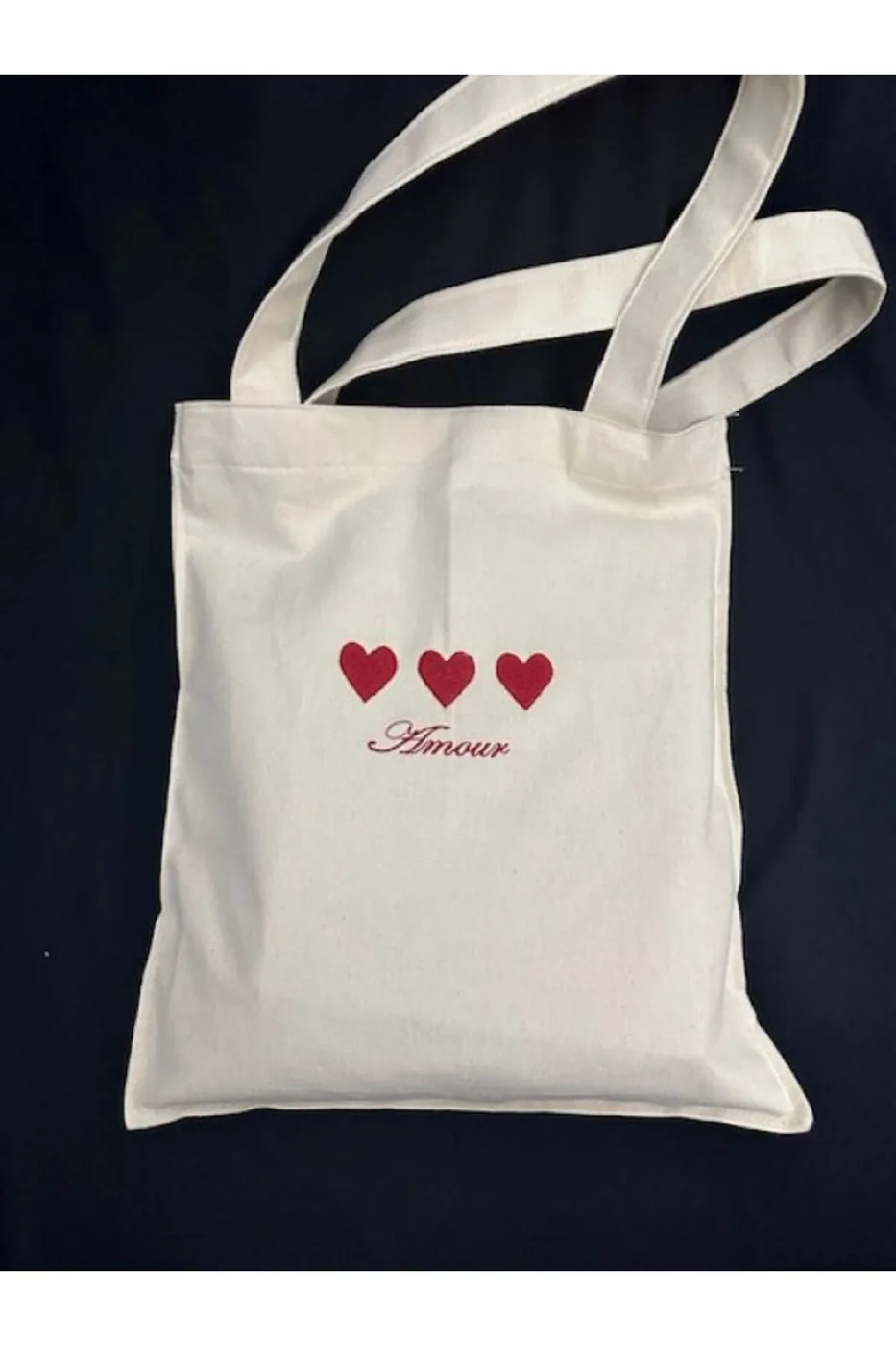 LTS Bag AMOUR Kalp Nakışlı Keten Omuz Çantası