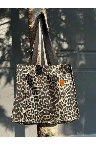 LTS Bag Siyah Leopar Keten Omuz Çantası