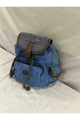 LTS Bag Old Cotton Organik Bez Sırt Çantası - Mavi