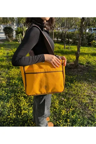 LTS Bag Sarı Keten Omuz Çantası - Kanvas Model