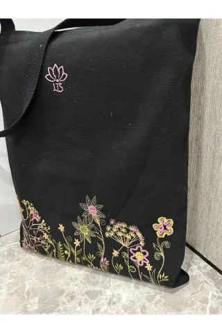 LTS Bag Çiçek Nakışlı Bez Çanta - Model 14 40x30cm