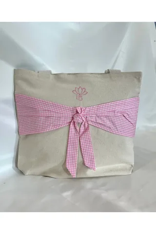 LTS Bag Fiyonklu Keten Omuz Çantası - Pembe